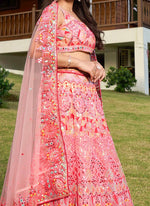 Thumbnail for Lehenga Mart Designer Wedding Lehenga Choli For Women - Pink - Distacart