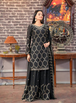 Thumbnail for Lehenga Mart Designer Chinon Sharara Suit With Sequence Embroidered Work - Black - Distacart