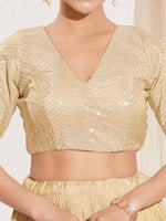 Thumbnail for Joban Fashion Gold Sequins Padded Blouse With V Neck Elbow Sleeves - Distacart