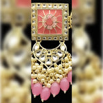 Thumbnail for Jewel City Regal Kundan Meena Necklace and Earrings Set with Pink Beads Exquisite Indian Bridal Jewelry Collection