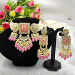 Thumbnail for Jewel City Regal Kundan Meena Necklace and Earrings Set with Pink Beads Exquisite Indian Bridal Jewelry Collection