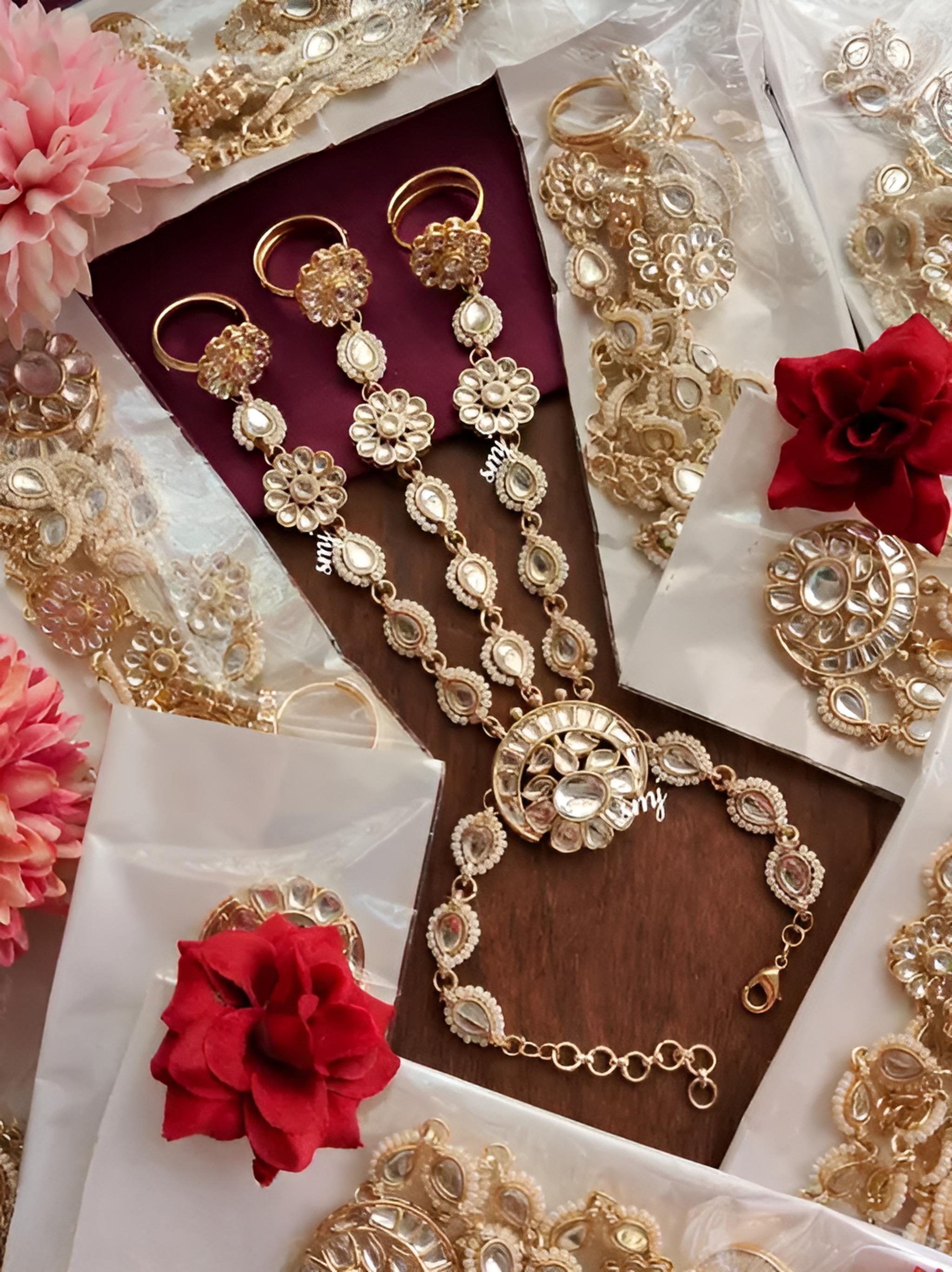 Jewel City Dazzling Crystal Floral Hand Harness - Exquisite Bridal and Formal Jewelry