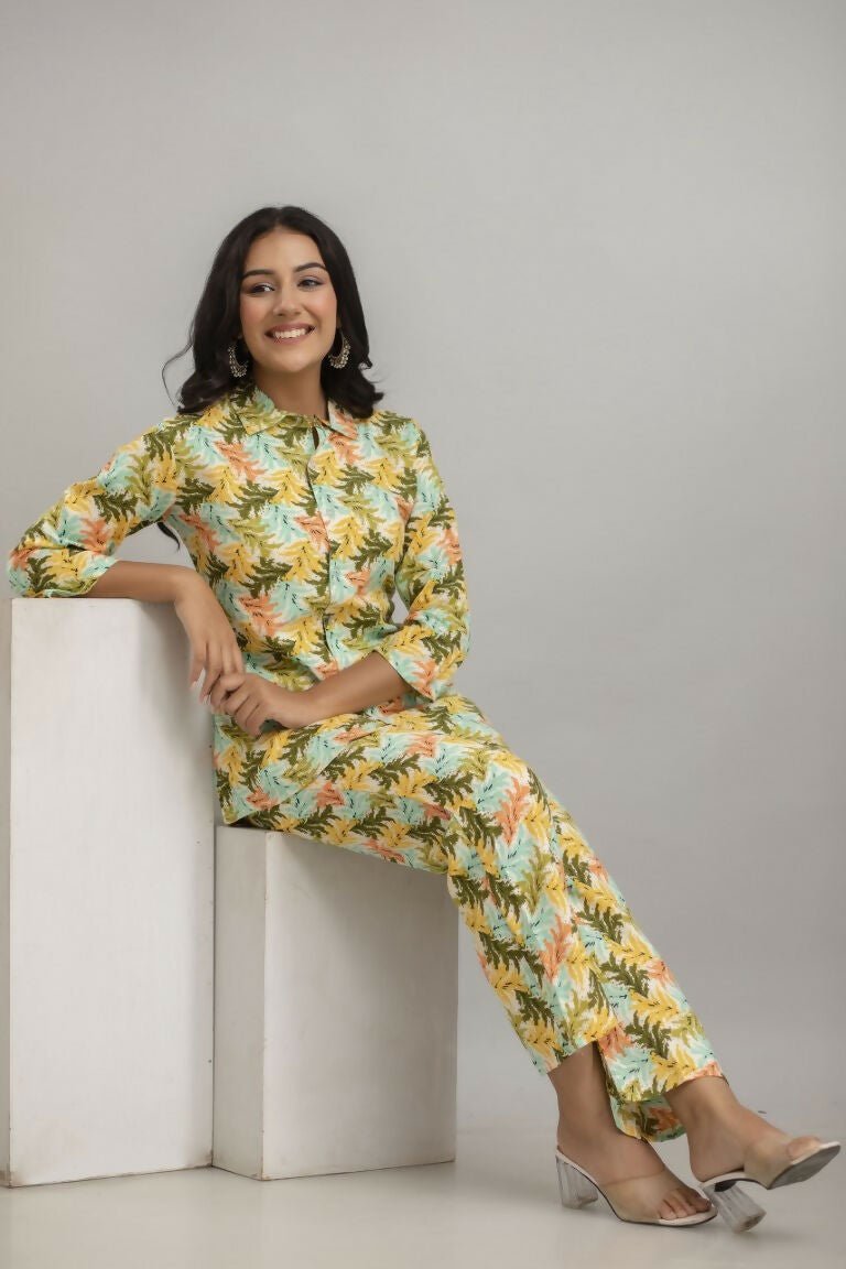 Alvano Women's Floral Printed Cotton Multicolour Co-Ord Set - Distacart