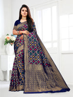 Thumbnail for Vedant Vastram Litchi Silk Designer Banarasi Saree - Navy - Distacart