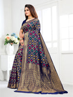 Thumbnail for Vedant Vastram Litchi Silk Designer Banarasi Saree - Navy - Distacart