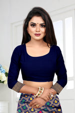 Thumbnail for Vedant Vastram Litchi Silk Designer Banarasi Saree - Navy - Distacart