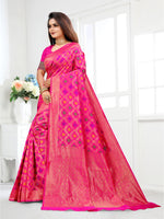 Thumbnail for Vedant Vastram Litchi Silk Designer Banarasi Saree - Pink - Distacart