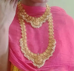 Thumbnail for Jewel City Regal Lakshmi Temple Jewelry Set - Gold-Plated Necklace and Earrings with Pearl Clusters