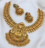 Thumbnail for Jewel City Exquisite Gold-Plated Lakshmi Temple Jewelry Set: Necklace and Earrings