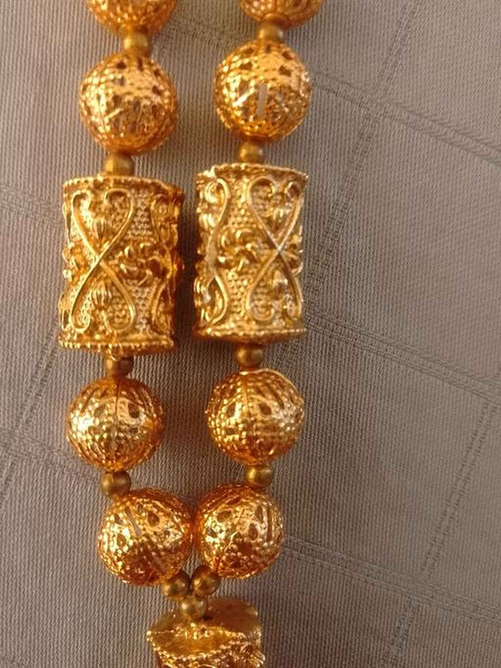 Jewel City Elegant Gold Beaded Tassel Necklace - Traditional Indian Long Chain Jewelry