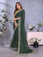 Thumbnail for Vedant Vastram Georgette Embroidered & Sequin work Bollywood Fancy Saree - Green - Dista