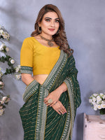 Thumbnail for Vedant Vastram Georgette Embroidered & Sequin work Bollywood Fancy Saree - Green - Dista