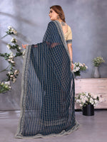 Thumbnail for Vedant Vastram Georgette Embroidered & Sequin work Bollywood Fancy Saree - Navy Blue - Dista