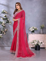 Thumbnail for Vedant Vastram Georgette Embroidered & Sequin work Bollywood Fancy Saree - Pink - Dista