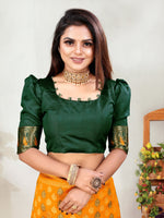 Thumbnail for Vedant Vastram Litchi Silk Designer Banarasi Saree - Mustard - Distacart