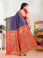 Thumbnail for Vedant Vastram Litchi Silk Designer Banarasi Saree - Navy - Distacart