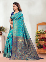 Thumbnail for Vedant Vastram Litchi Silk Designer Banarasi Saree - Rama - Distacart