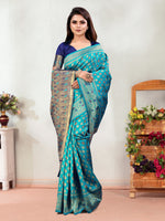 Thumbnail for Vedant Vastram Litchi Silk Designer Banarasi Saree - Rama - Distacart