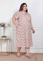 Thumbnail for Miravan Plus Size Womens Puff Sleeve Pure Cotton Printed Maxi Dress - Distacart