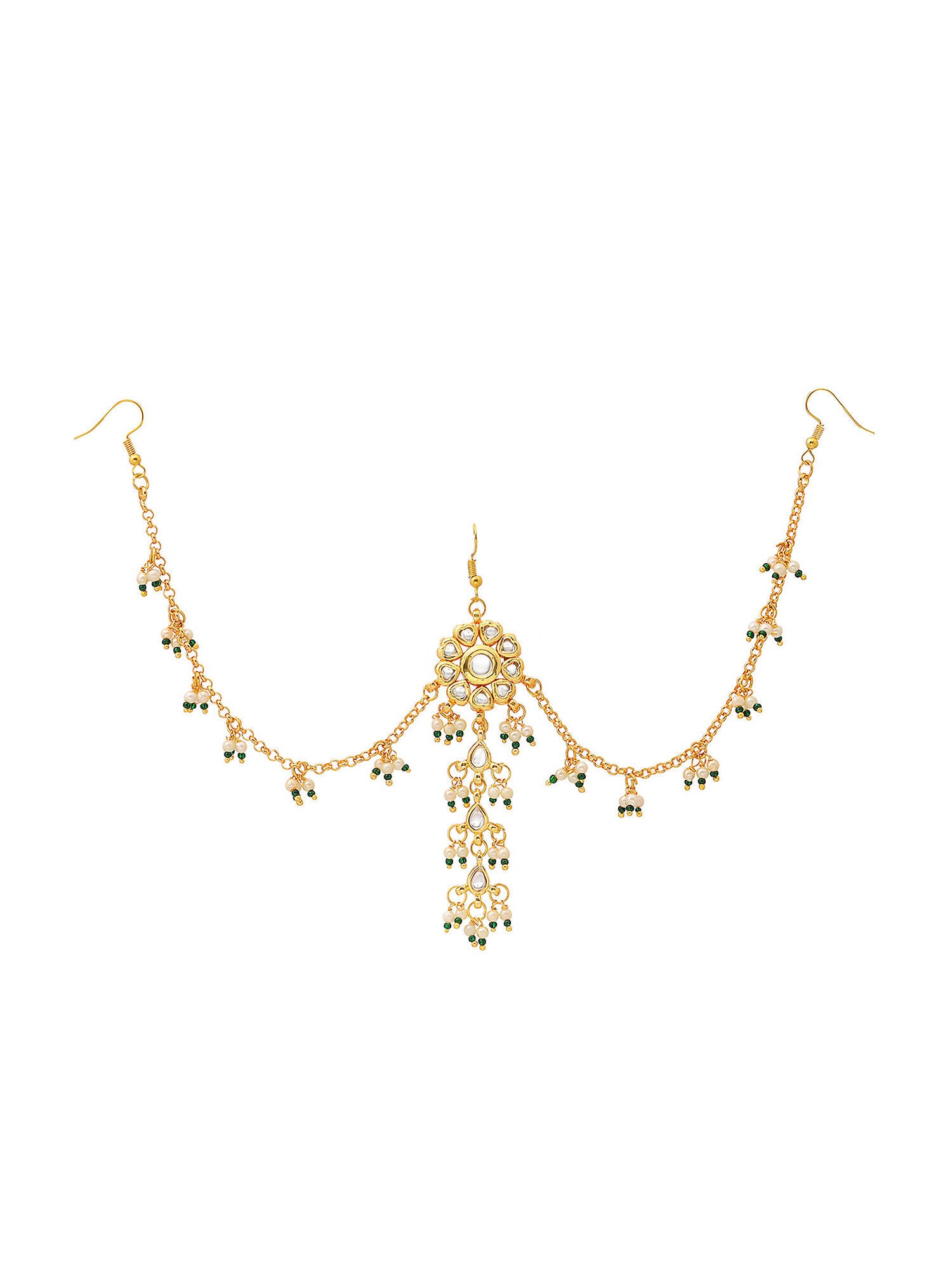 Ruby Raang Gold Flower Kundan Hair Jewelry