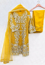 Thumbnail for Teeya Creation Womens New Soft Net With Heavy Embroiedery With Sequence Work Kurta Set - Dista