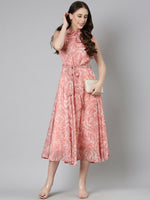 Thumbnail for Souchii Peach Floral Chiffon Dress