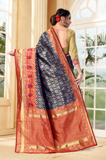 Thumbnail for Vedant Vastram Litchi Silk Designer Banarasi Saree - Navy Blue - Distacart
