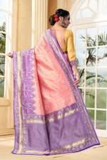 Thumbnail for Vedant Vastram Litchi Silk Designer Banarasi Saree - Peach - Distacart