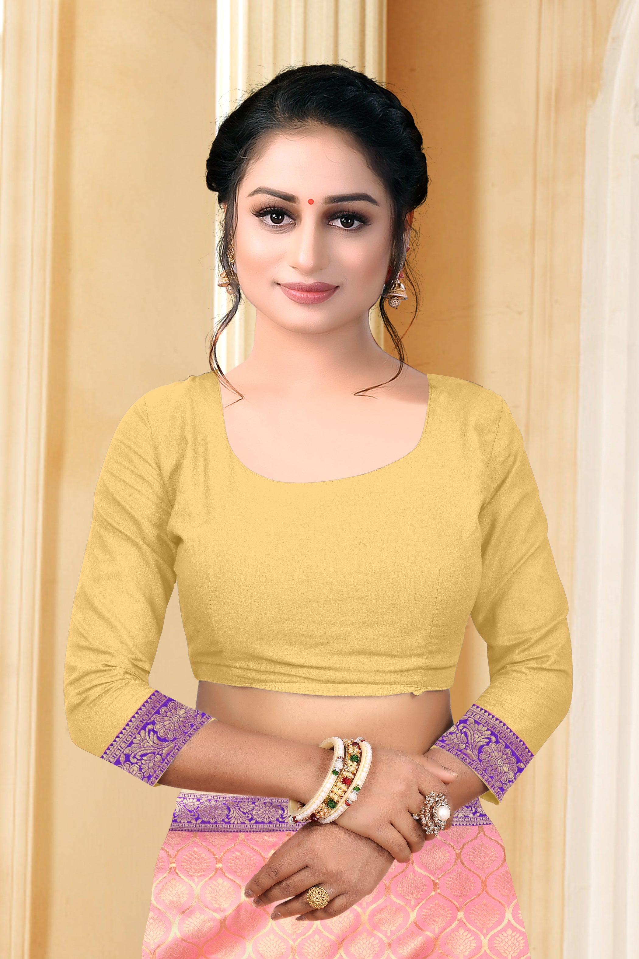 Vedant Vastram Litchi Silk Designer Banarasi Saree - Peach - Distacart
