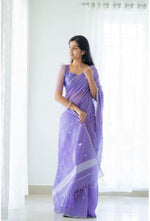 Thumbnail for Vamika Weaving Banarasi Jacquard Blue Kanjivaram Saree - Distacart