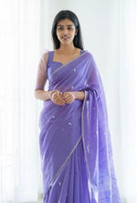 Thumbnail for Vamika Weaving Banarasi Jacquard Blue Kanjivaram Saree - Distacart
