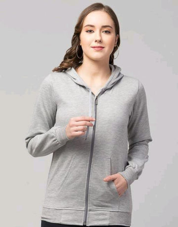 PAVONINE Silver Color Casual Winter Wear Hoodie Sweatshirt For Girls - Distacart