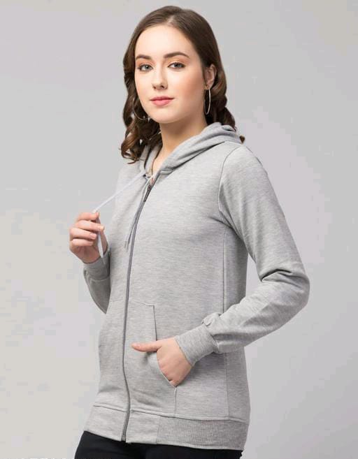 PAVONINE Silver Color Casual Winter Wear Hoodie Sweatshirt For Girls - Distacart