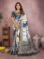 Thumbnail for Anaita Navy Soft Satin Silk Saree With Zari Weaving Work - Distacart