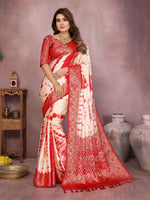 Thumbnail for Anaita Red Soft Satin Silk Saree With Zari Weaving Work - Distacart