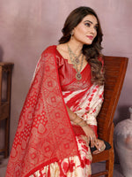Thumbnail for Anaita Red Soft Satin Silk Saree With Zari Weaving Work - Distacart