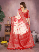 Thumbnail for Anaita Red Soft Satin Silk Saree With Zari Weaving Work - Distacart
