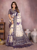 Thumbnail for Anaita Violet Soft Satin Silk Saree With Zari Weaving Work - Distacart