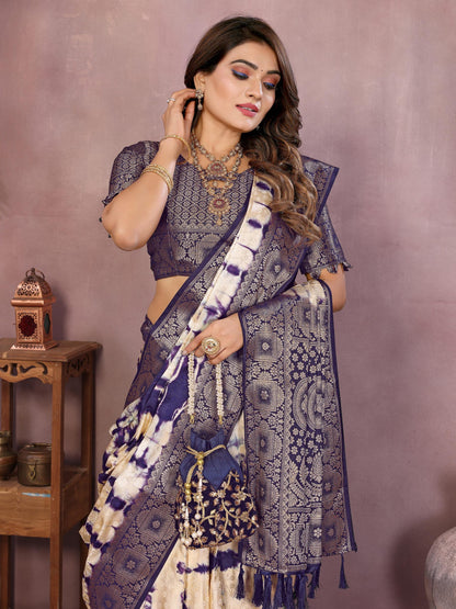 Anaita Violet Soft Satin Silk Saree With Zari Weaving Work - Distacart