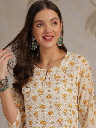 Anouk Women Floral Printed Chikankari Kurta