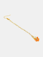 Thumbnail for Ruby Raang Mannat Set Of 2 - Orange Embedded Maang Tikka And Earrings