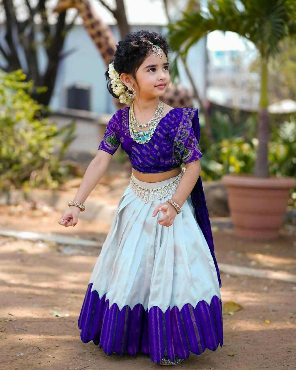 Jyoti Fashion Classy Blue Heavy Chenille Sequins Embroidered Kids Lehenga Choli Set - Distacart