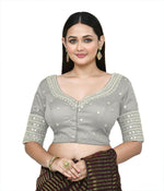 Thumbnail for Joban Fashion Women's Grey Embroidered Stitched Blouse