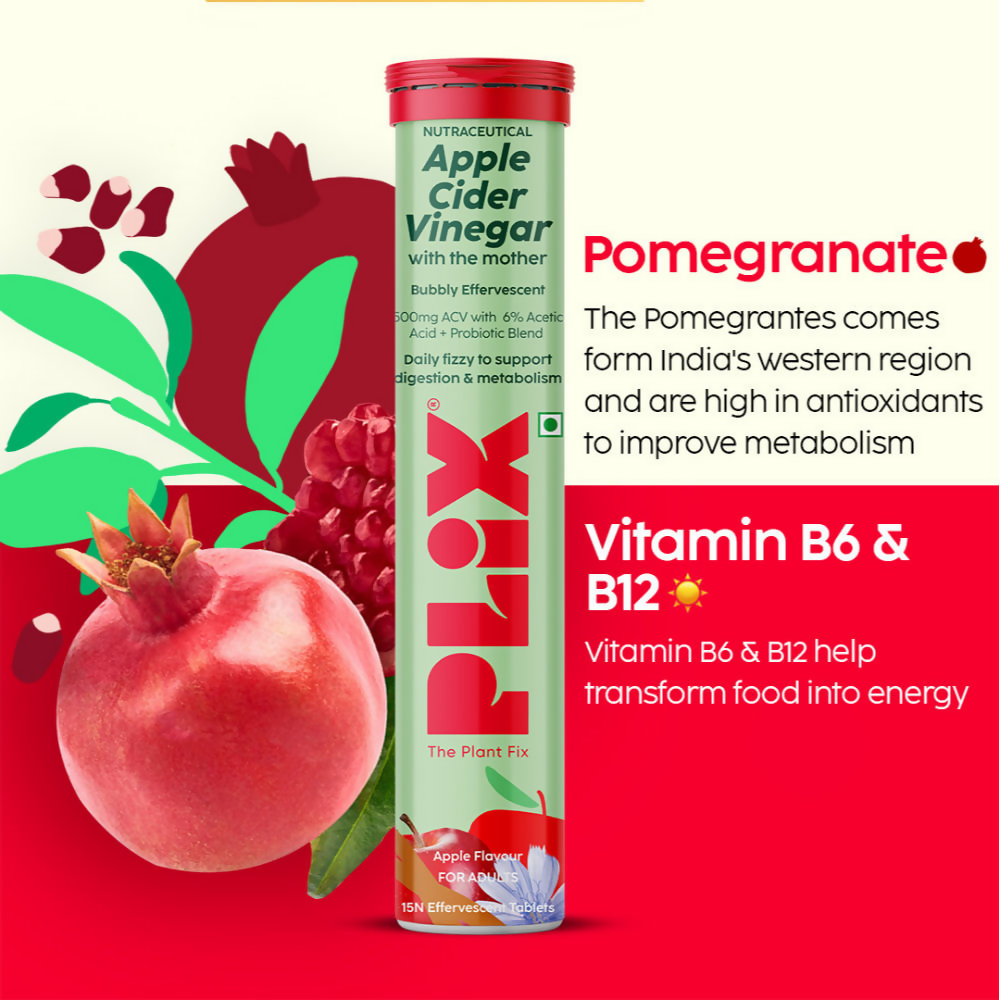 PLIX The Plant Fix Probiotics+ ACV Apple Cider Vinegar Effervescent Tablets - Distacart