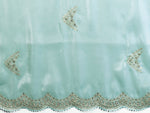 Thumbnail for Vastranavya Sky Blue Embroidery Work Shimmer Chiffon Saree with Unstitched Blouse