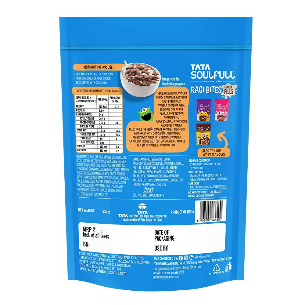 Tata Soulfull Ragi Bites Vanilla Fills Breakfast Cereal - Distacart