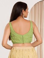 Thumbnail for Joban Fashion Mehendi Green Tissue Padded Blouse With Sweetheart Neck Sleeveless - Distacart