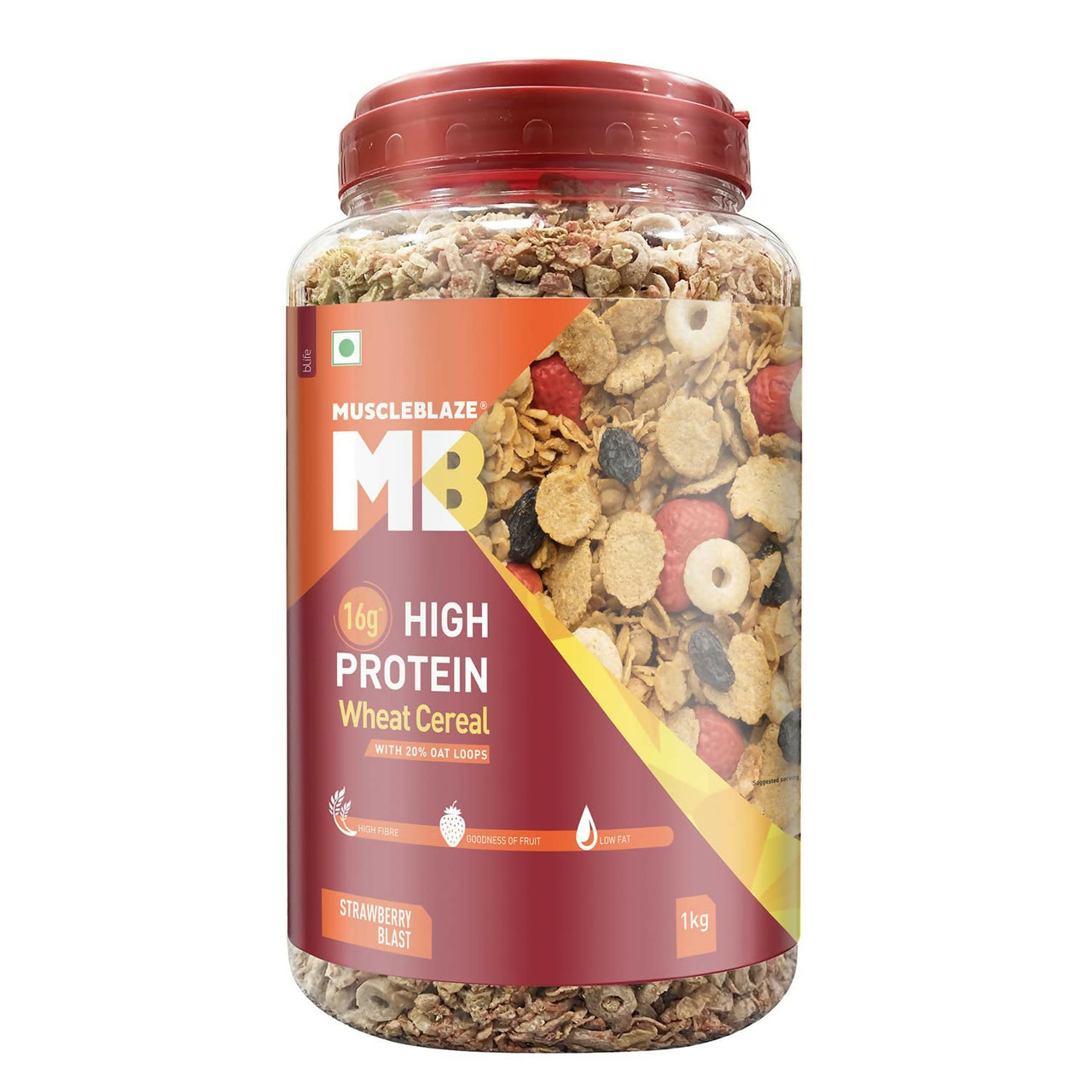 MuscleBlaze 16g High Protein Wheat Cereal - Strawberry Blast - Distacart