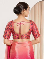 Thumbnail for Joban Fashion Pink Jacquard Padded Blouse With Round Neck Elbow Sleeves - Distacart