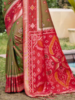 Thumbnail for Shree Shyam Fashion Mehndi Pochampally Silk Saree - Distacart